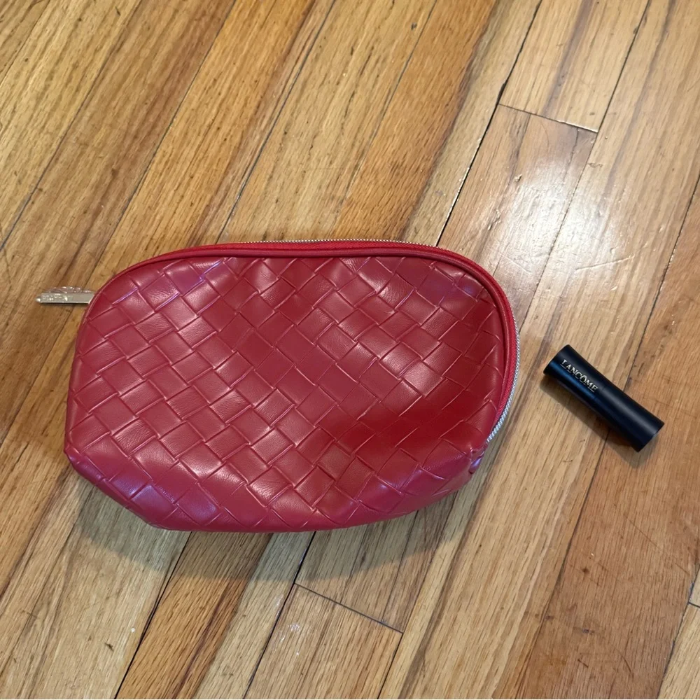 Lancome Beauty Makeup Cosmetic Bag and Lipstick